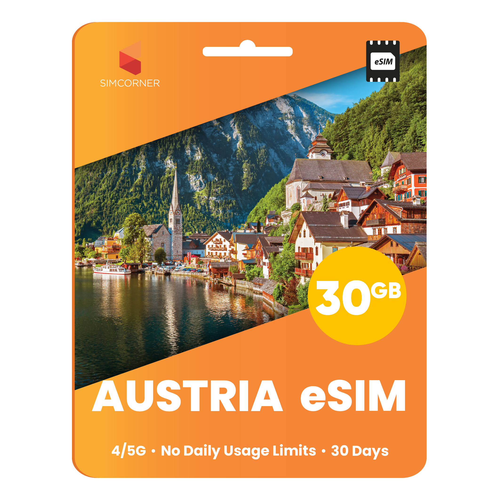 Austria eSIM: 30GB - 30 Days - SimCorner