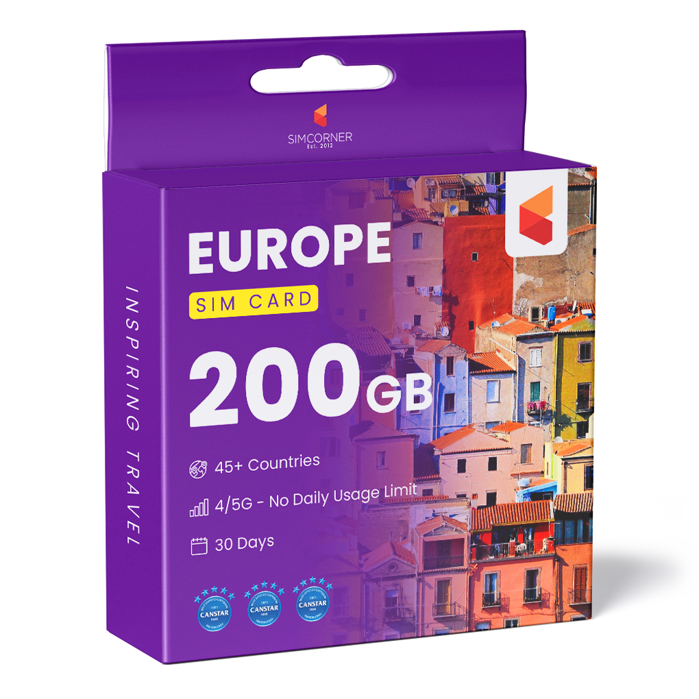 Data SIM for Europe & UK Travel (200GB)