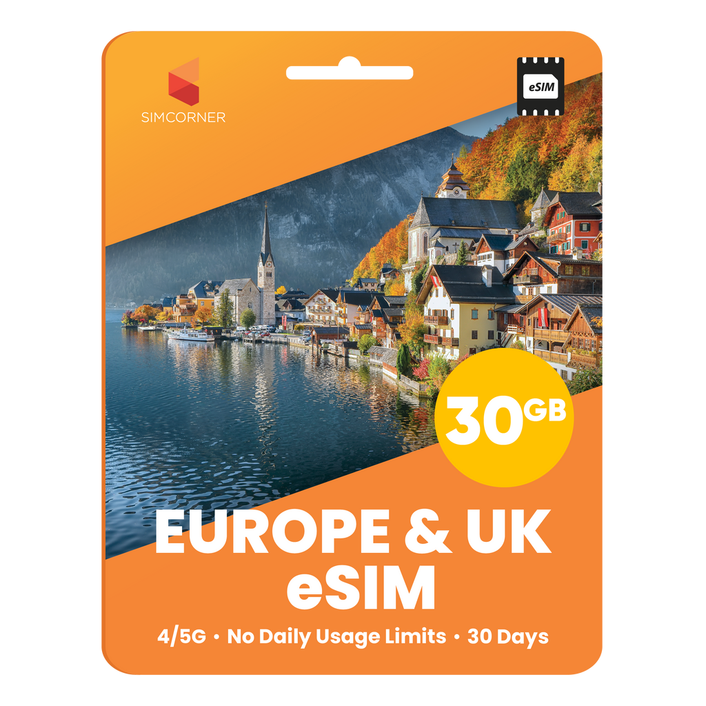 Europe eSIM: 30GB - 30 Days - SimCorner