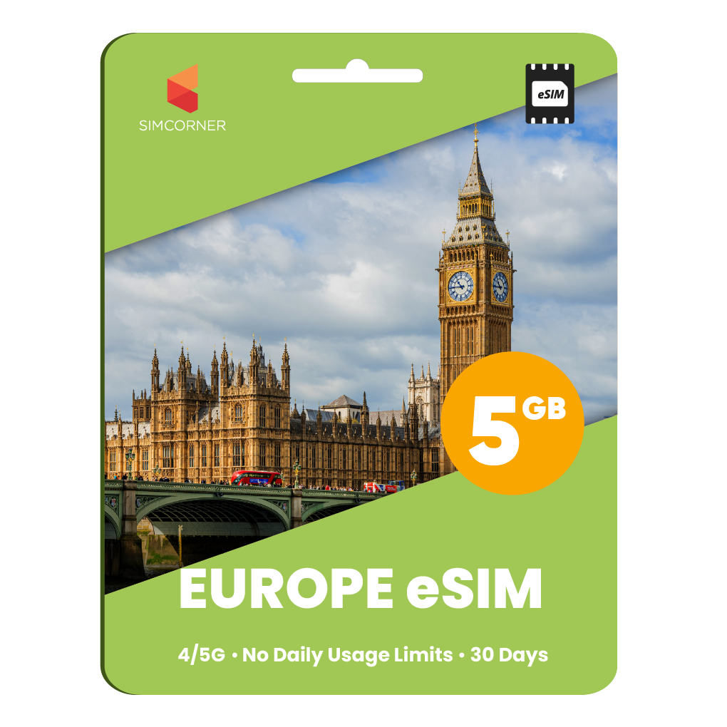 Europe eSIM: 5GB - 30 Days - SimCorner