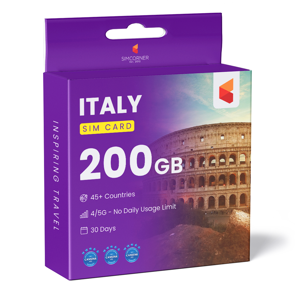 Italy Travel Sim Card 200GB | SimCorner