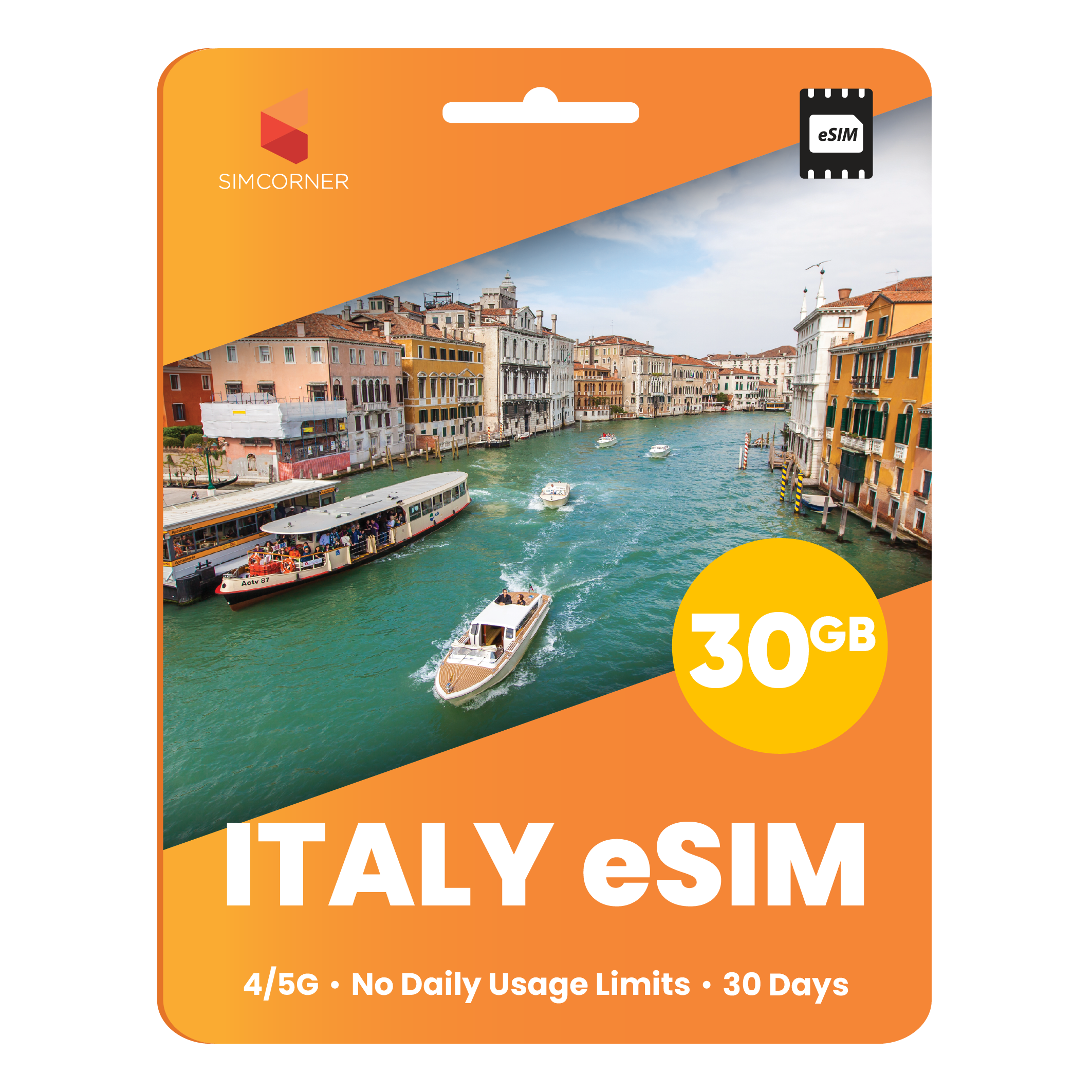 Italy eSIM: 30GB - 30 Days - SimCorner