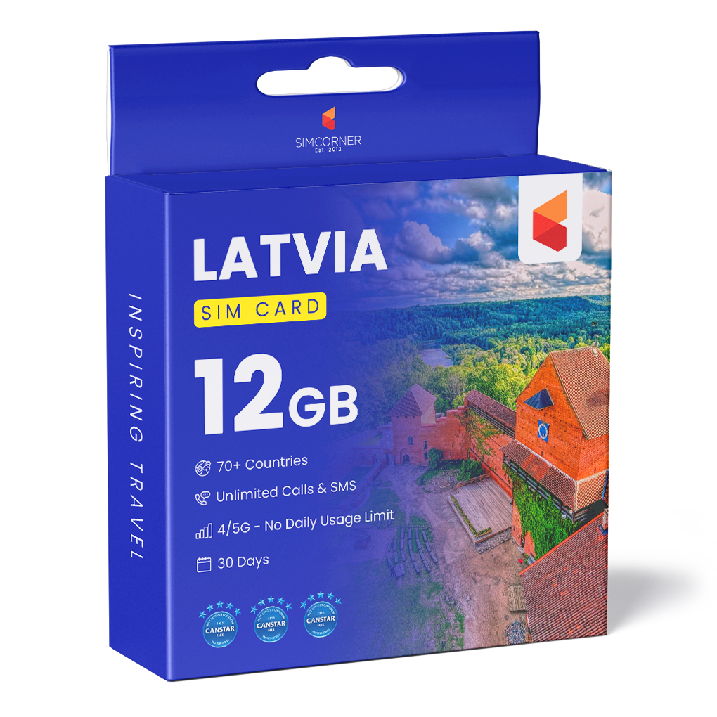 Latvia Travel Sim Card (12GB) | SimCorner