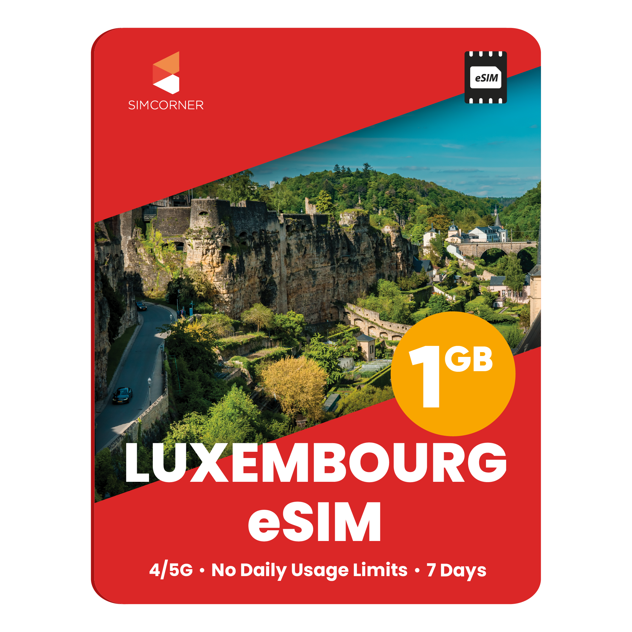 Luxembourg eSIM: 1GB - 7 Days