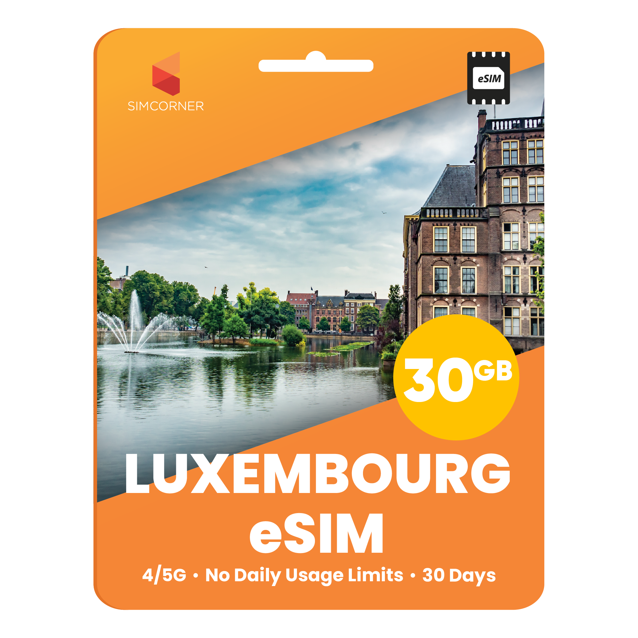 Luxembourg eSIM: 30GB - 30 Days - SimCorner