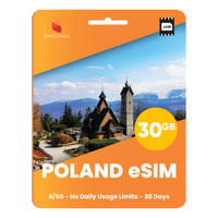 Thumbnail for Poland eSIM: 30GB - 30 Days - SimCorner