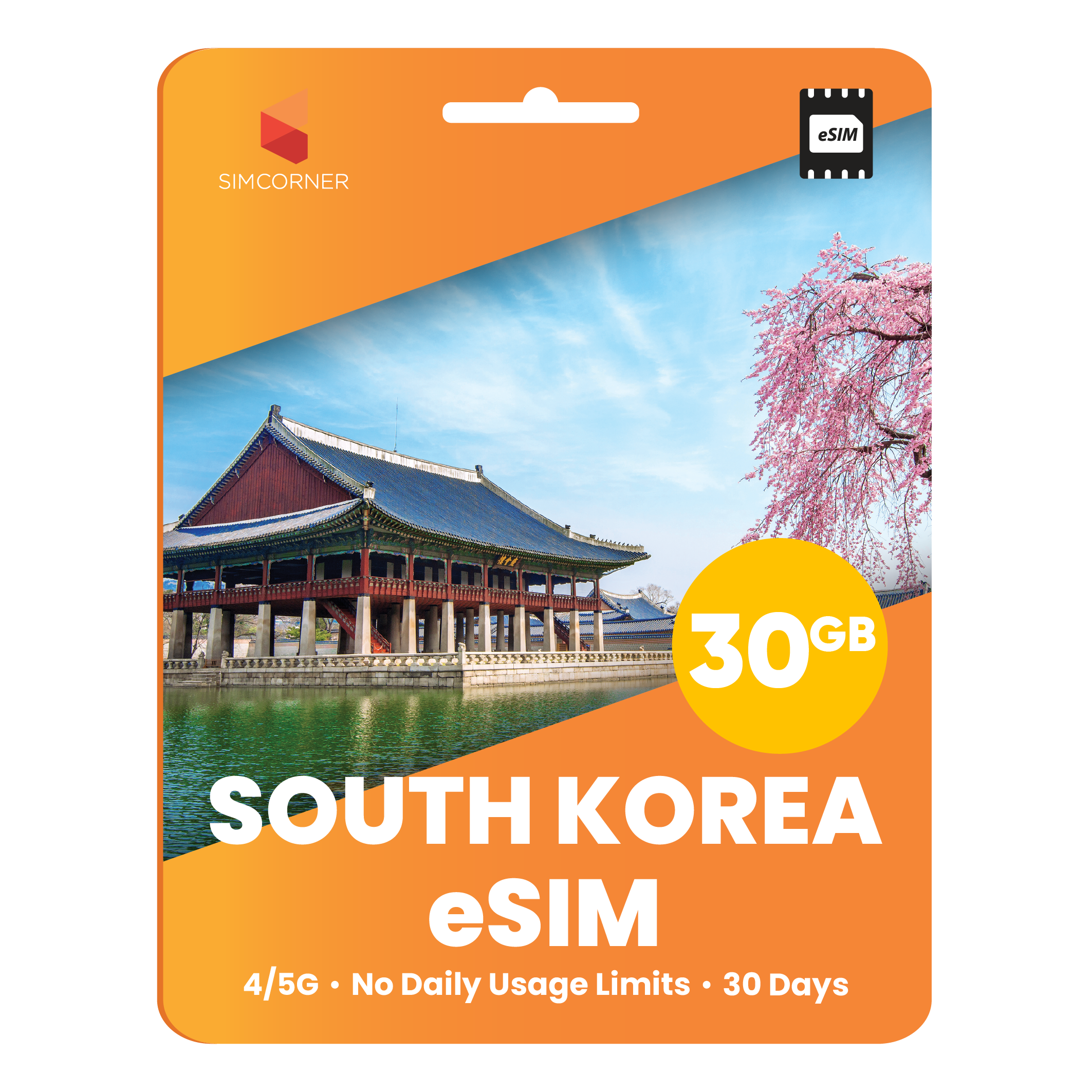 South Korea eSIM: 30GB - 30 Days - SimCorner