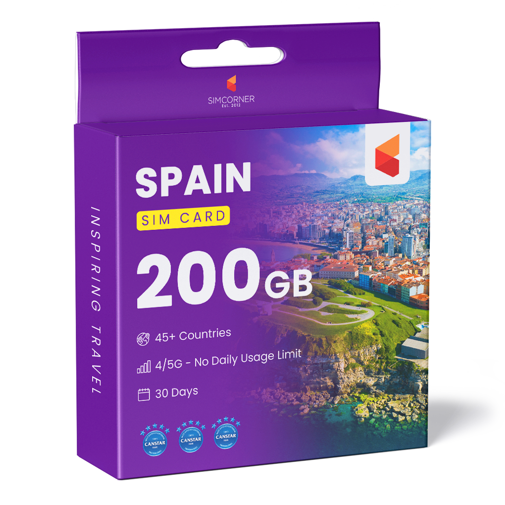 Spain Travel Sim Card 200GB | SimCorner