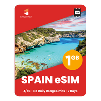 Spain eSIM: 1GB - 7 Days - SimCorner