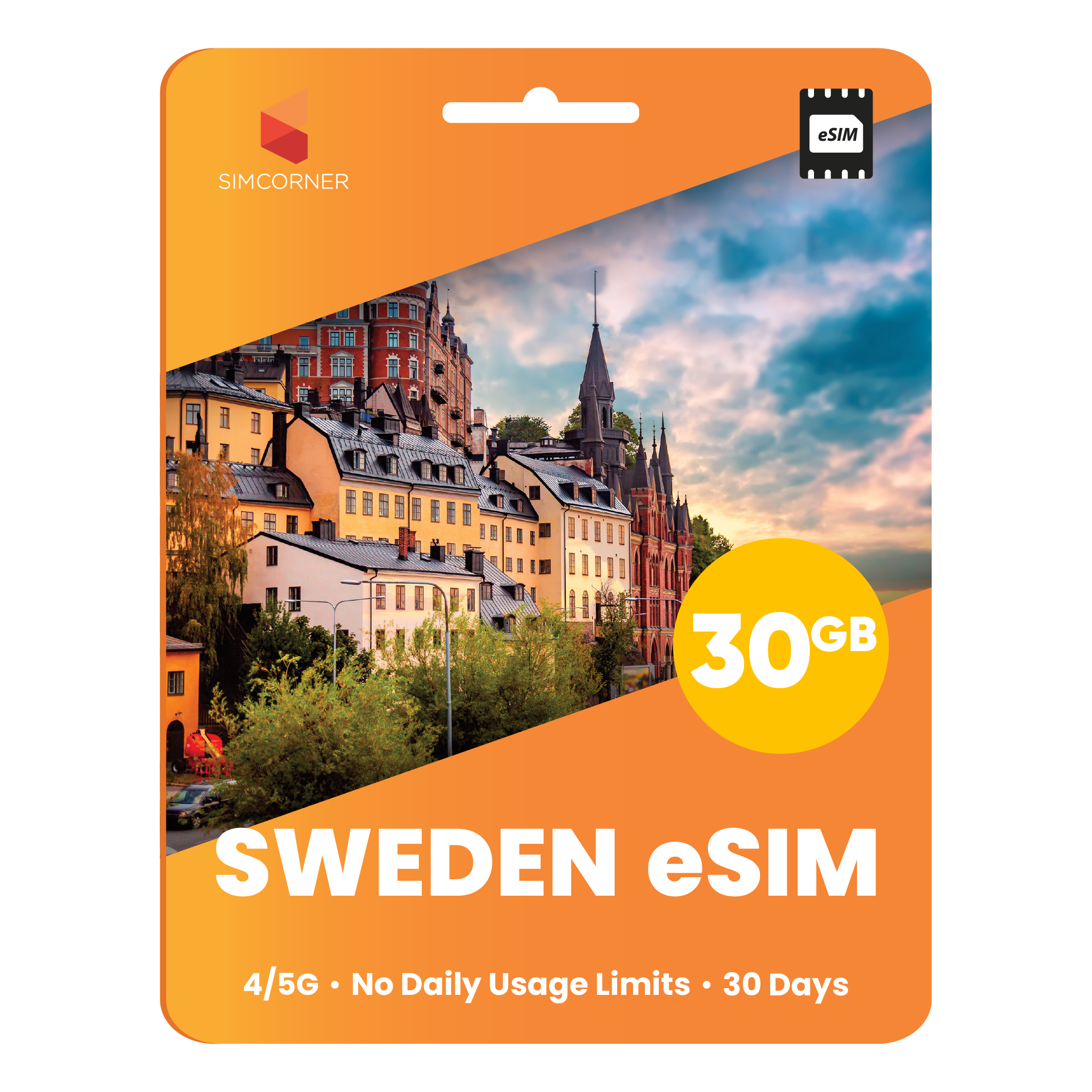 Sweden eSIM: 30GB - 30 Days - SimCorner