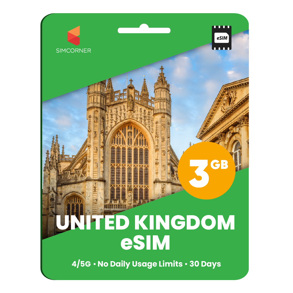 United Kingdom eSIM: 3GB - 30 days - SimCorner