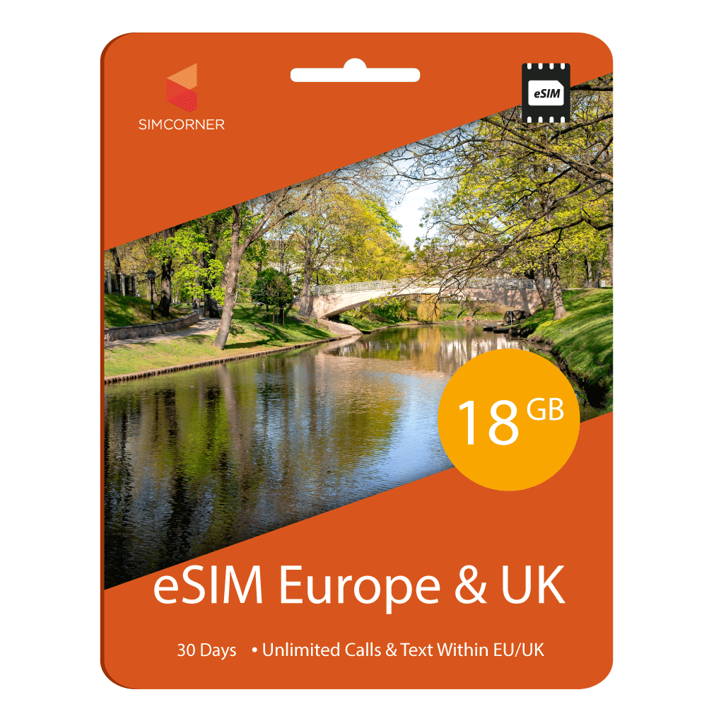 eSIM Europe & UK (12GB, 18GB or 30GB)