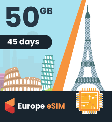 Europe eSIM: 50GB - 45 Days