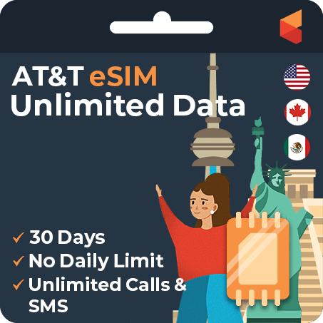 eSIM] AT&T Unlimited Data eSIM (USA , Canada, Mexico) - SimCorner USA